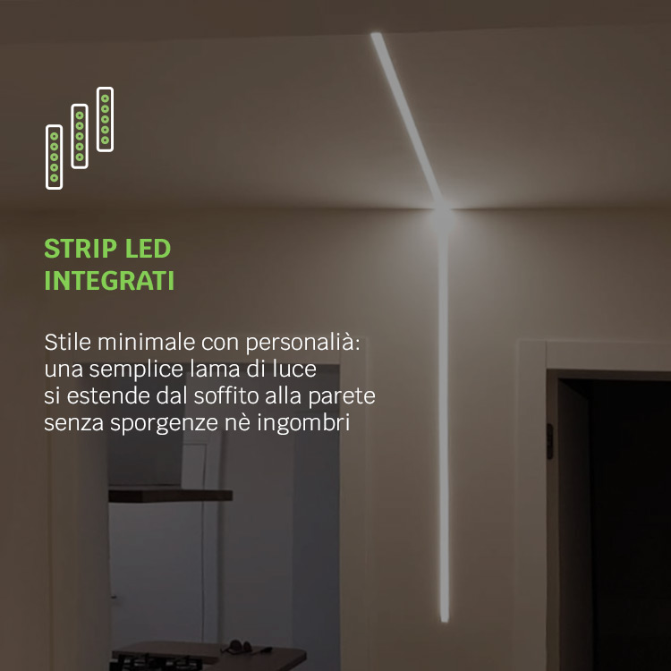 soffitto e parete con luce